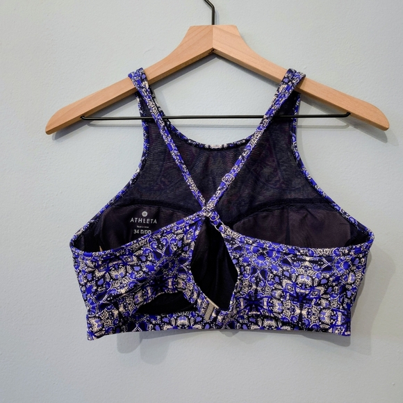 Athleta Baja Blue High Neck Swimsuit Bikini Top Underwire Cups 34D 34DD - Picture 5 of 10